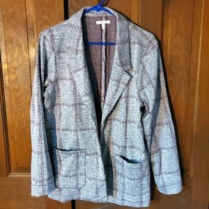 FW0920 Charcoal gray w/burgandy design boyfriend jacket